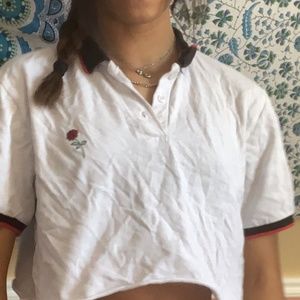 Rose embroidered contrast tee